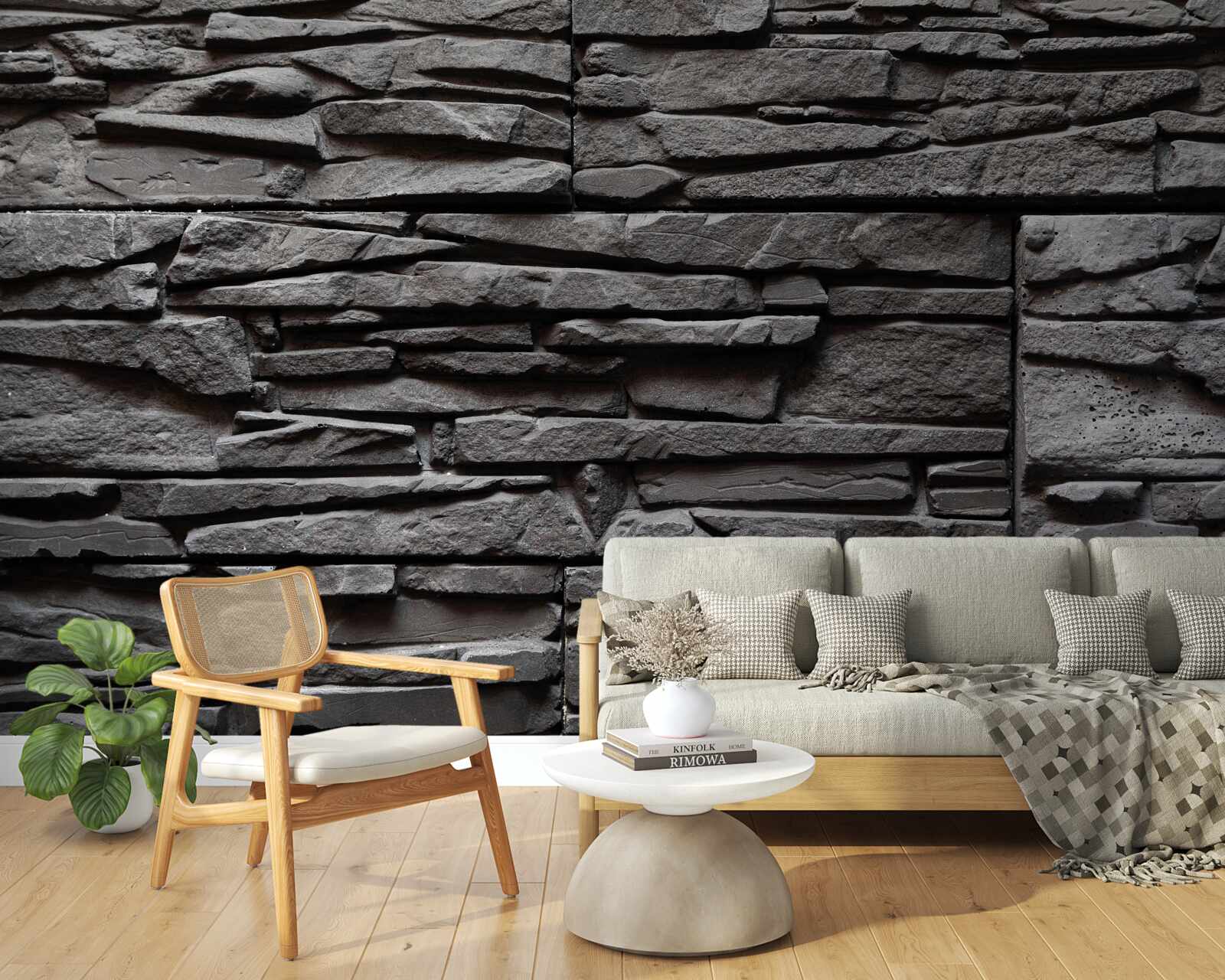 Fotobehang donkergrijze langwerpige steen