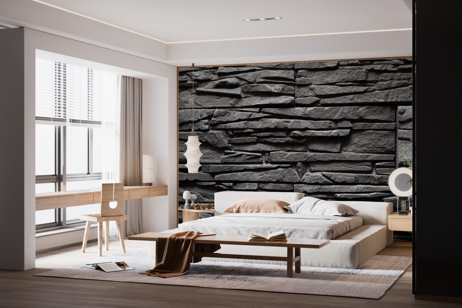 Fotobehang donkergrijze langwerpige steen