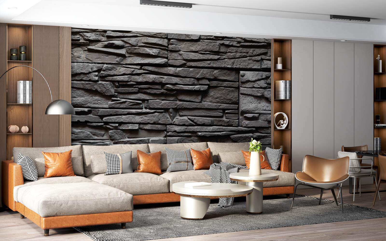 Fotobehang donkergrijze langwerpige steen