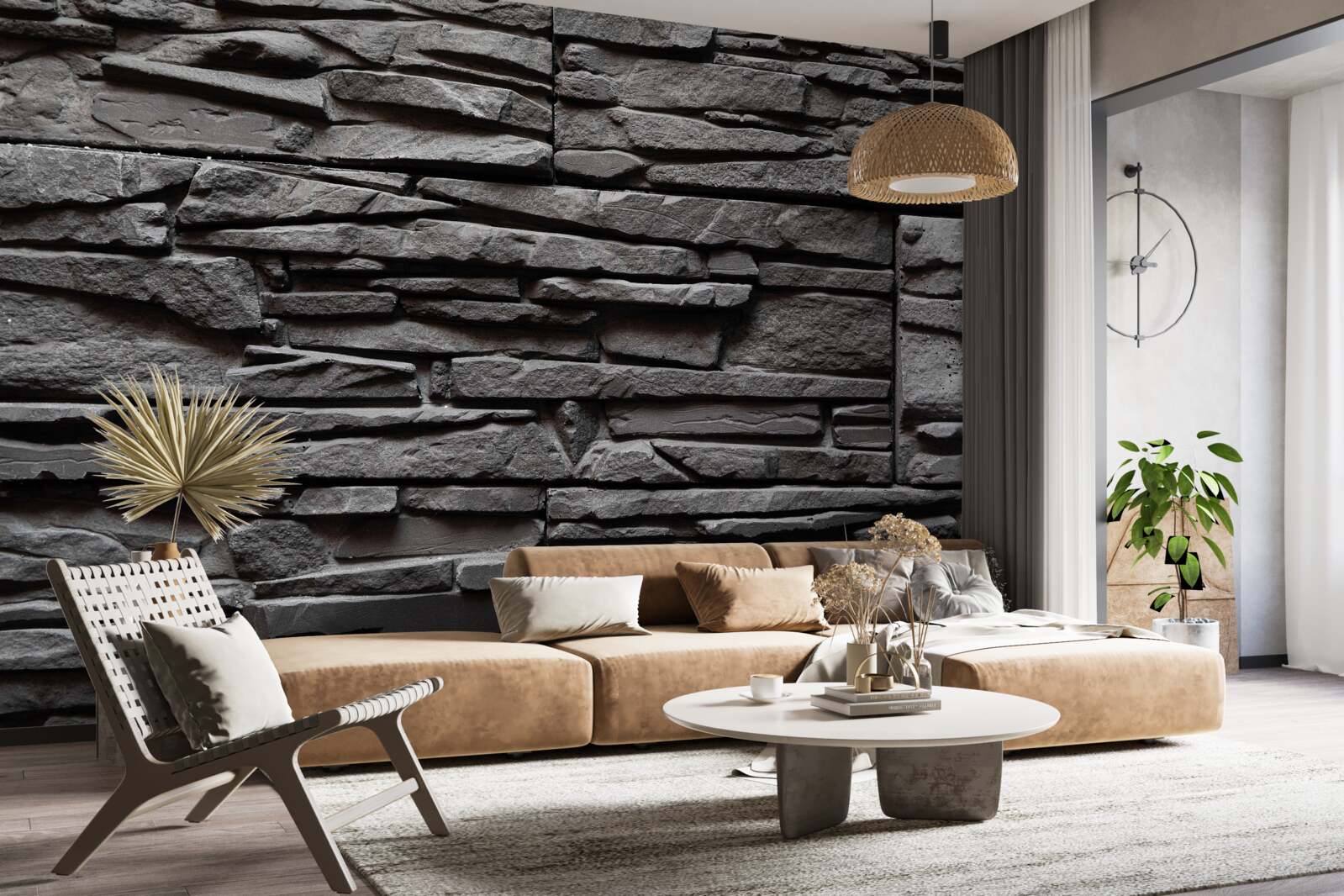 Fotobehang donkergrijze langwerpige steen