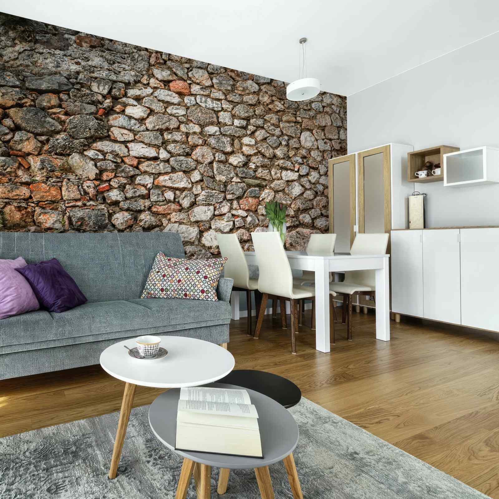 Fotobehang antieke veelkleurige stenen muur