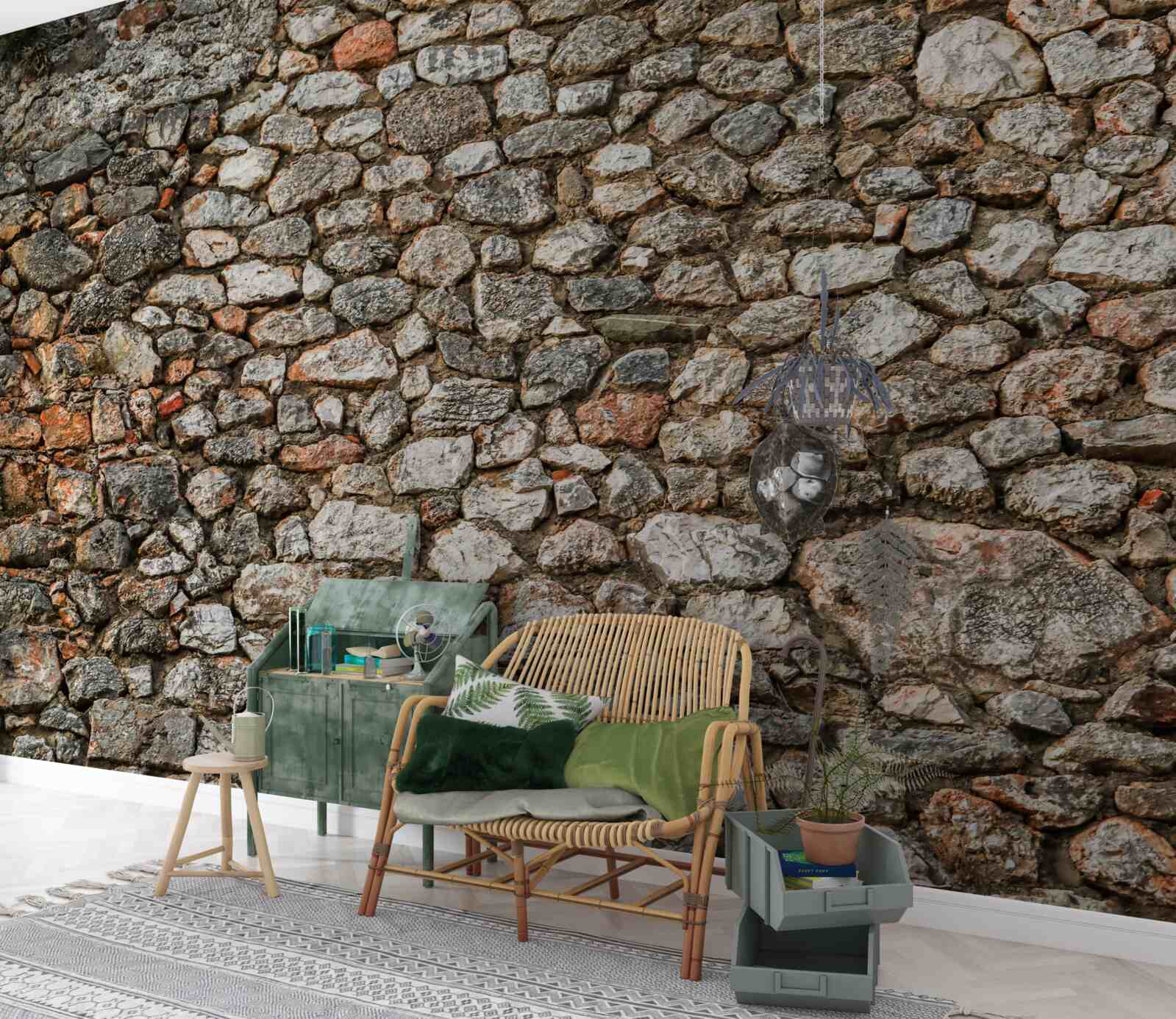 Fotobehang antieke veelkleurige stenen muur