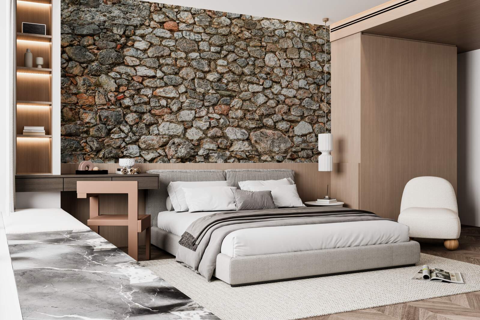 Fotobehang antieke veelkleurige stenen muur