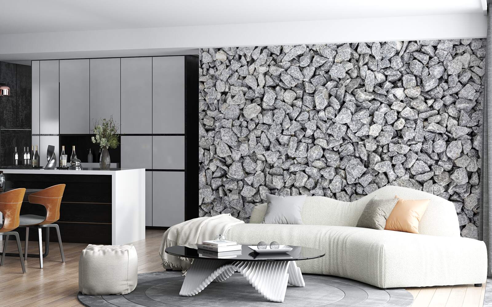 Fotobehang marmer grijs steenslag