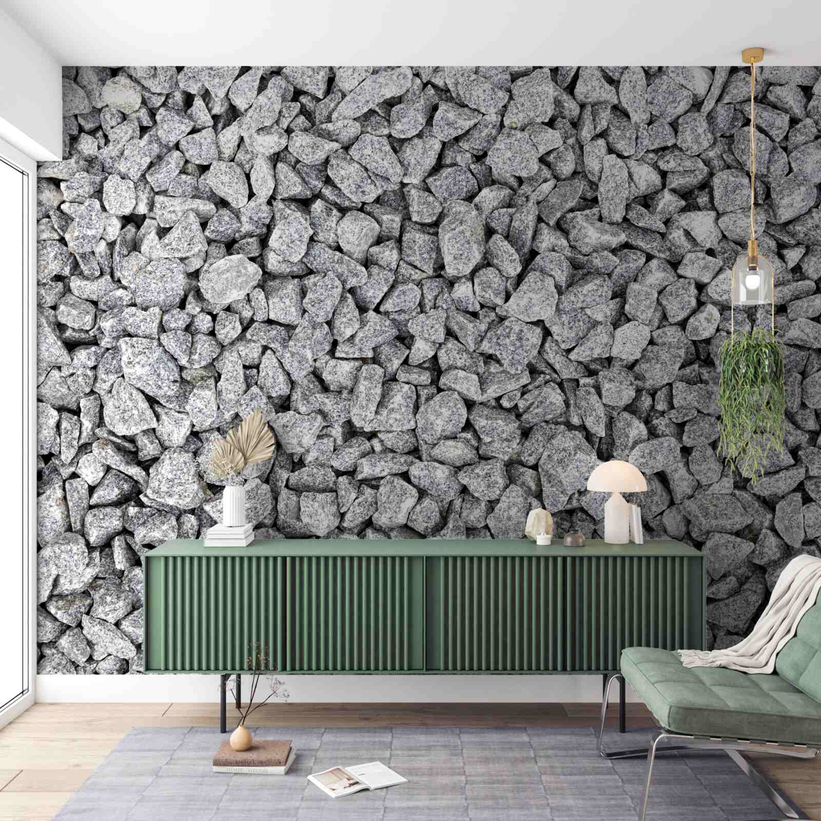 Fotobehang marmer grijs steenslag