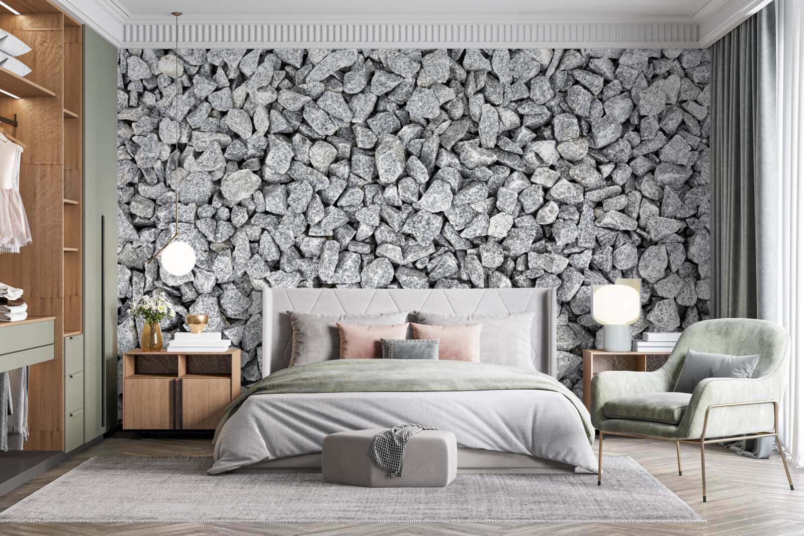 Fotobehang marmer grijs steenslag