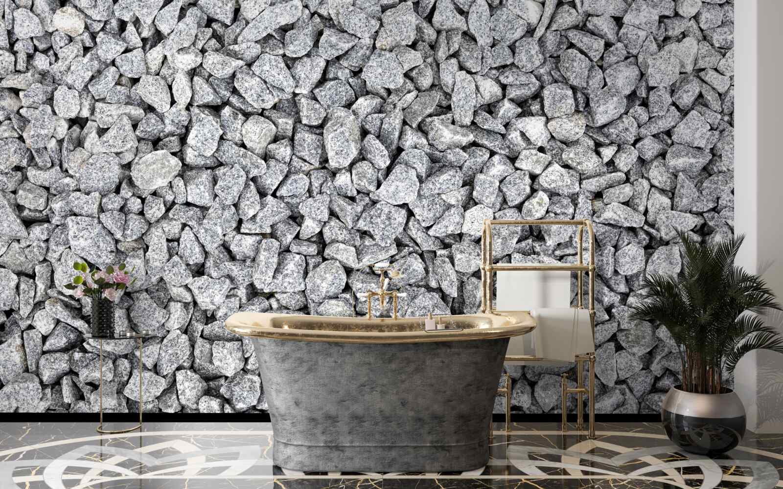 Fotobehang marmer grijs steenslag