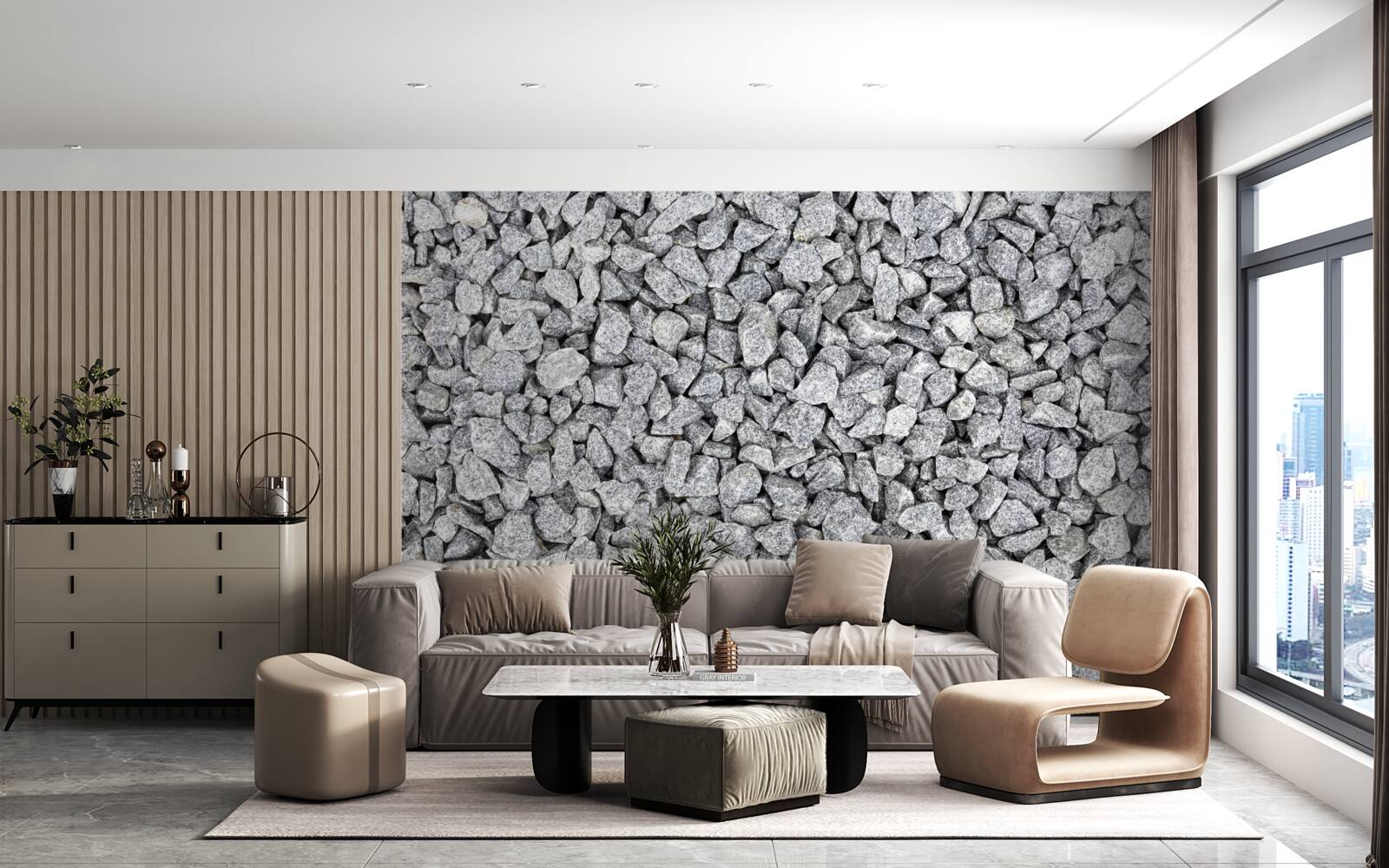 Fotobehang marmer grijs steenslag