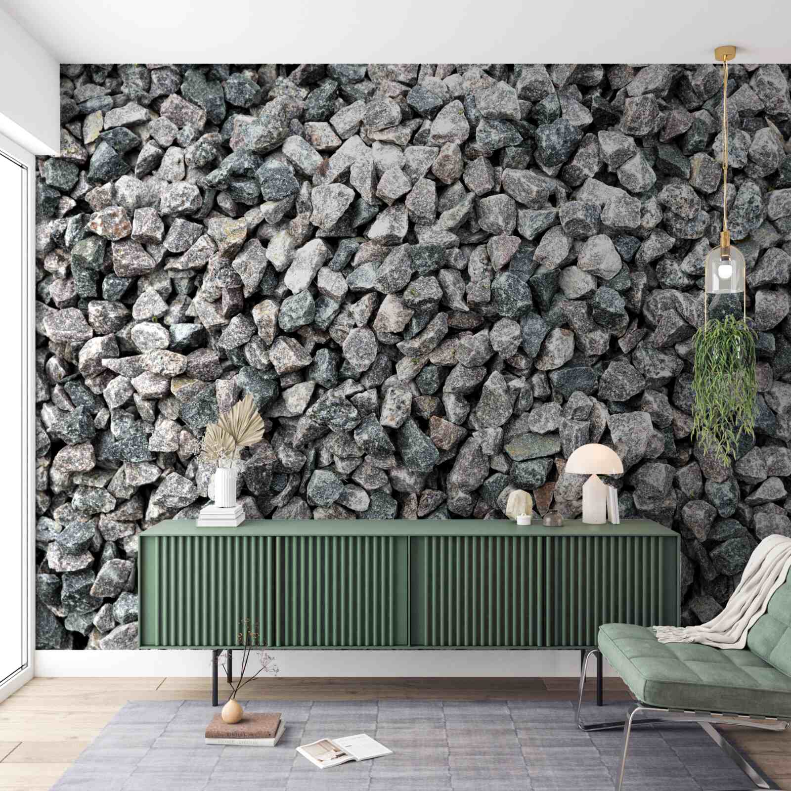 Fotobehang veel grijze stenen