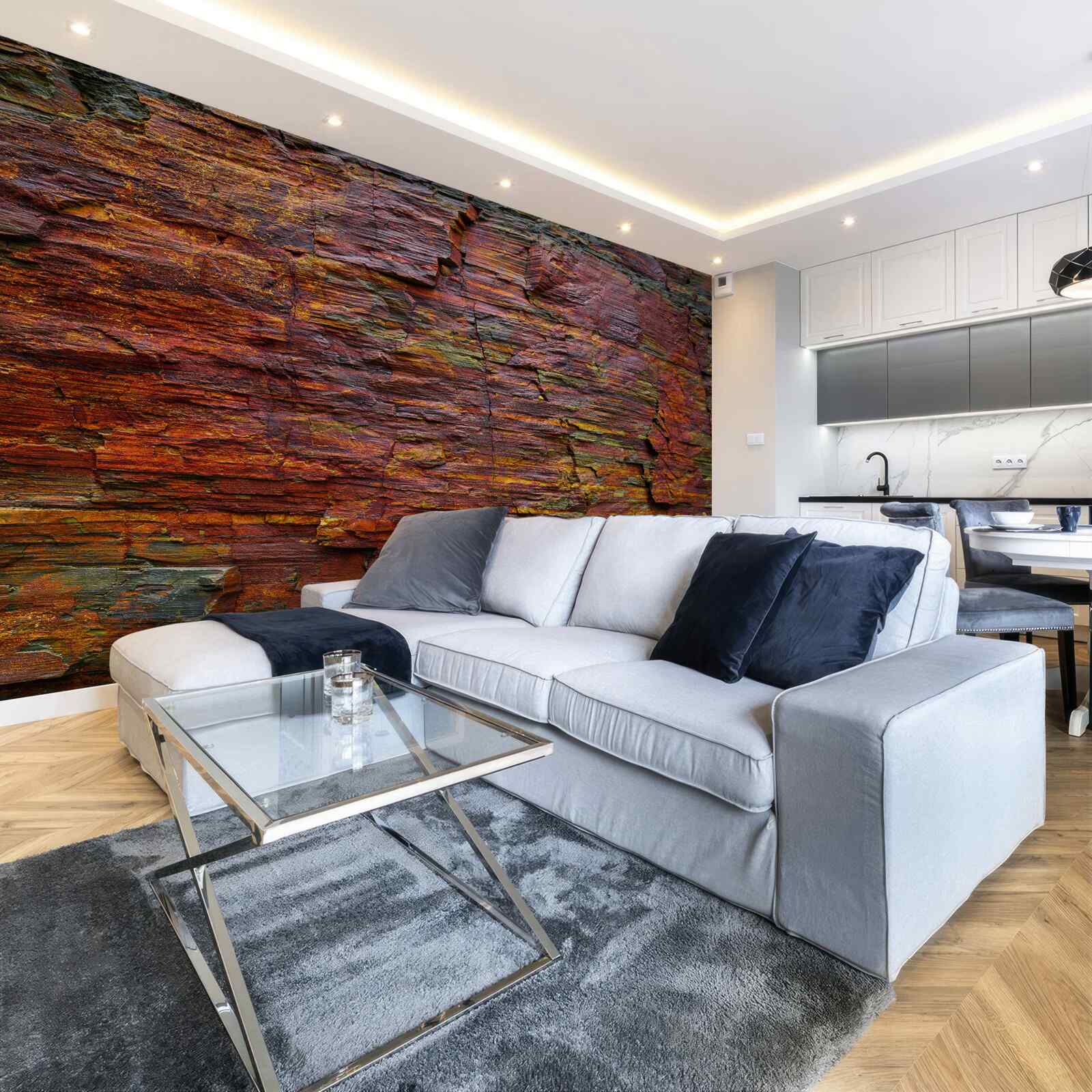 Fotobehang de achtergrond is verduisterde bergen