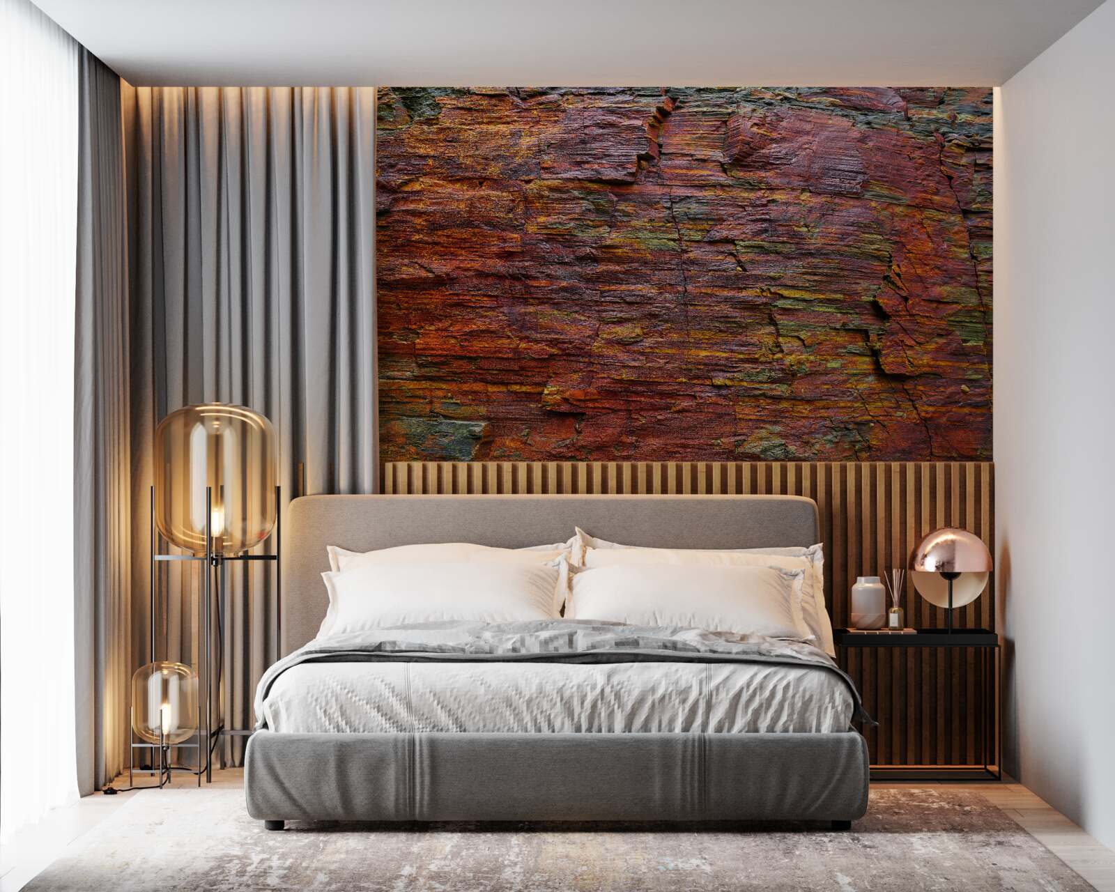 Fotobehang de achtergrond is verduisterde bergen