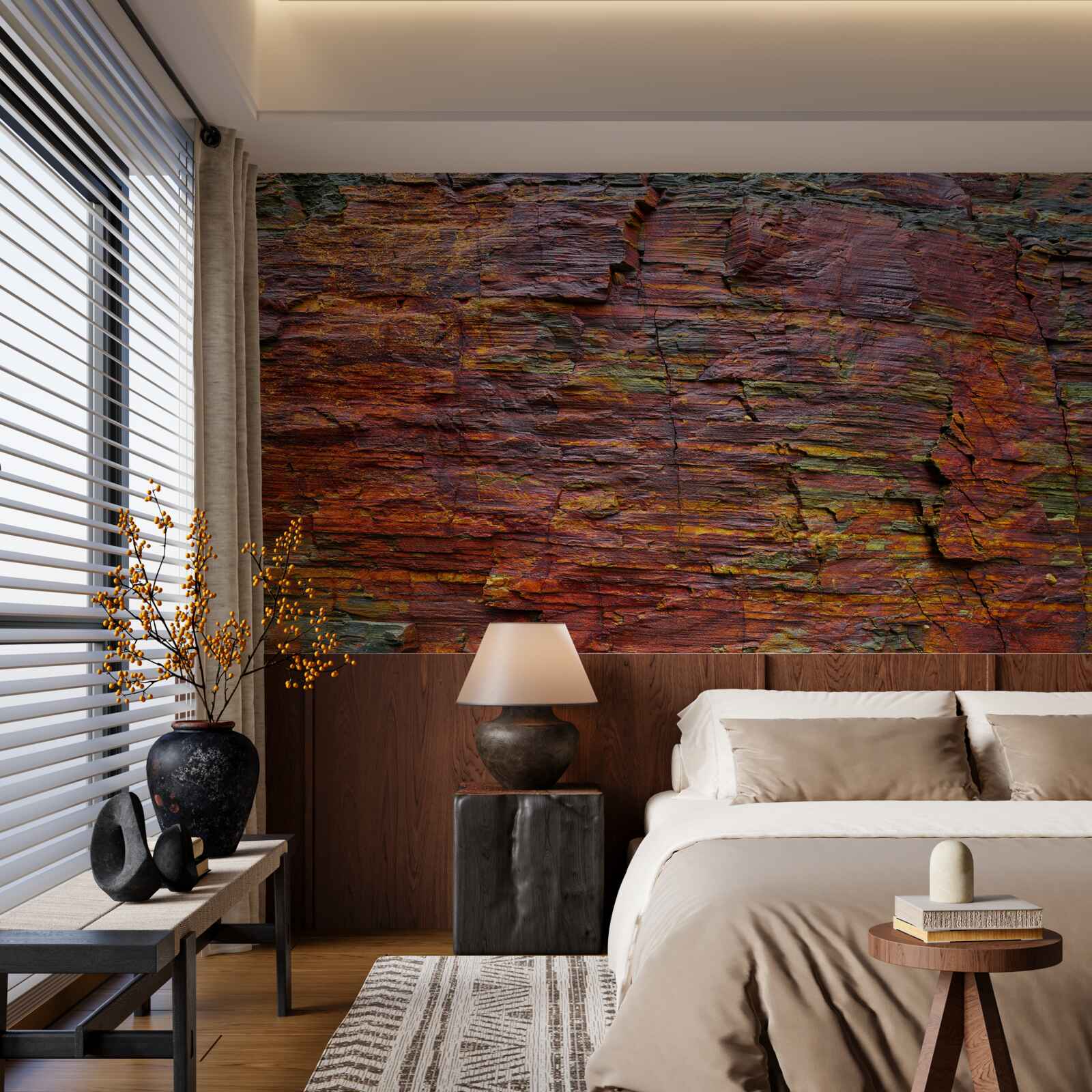 Fotobehang de achtergrond is verduisterde bergen