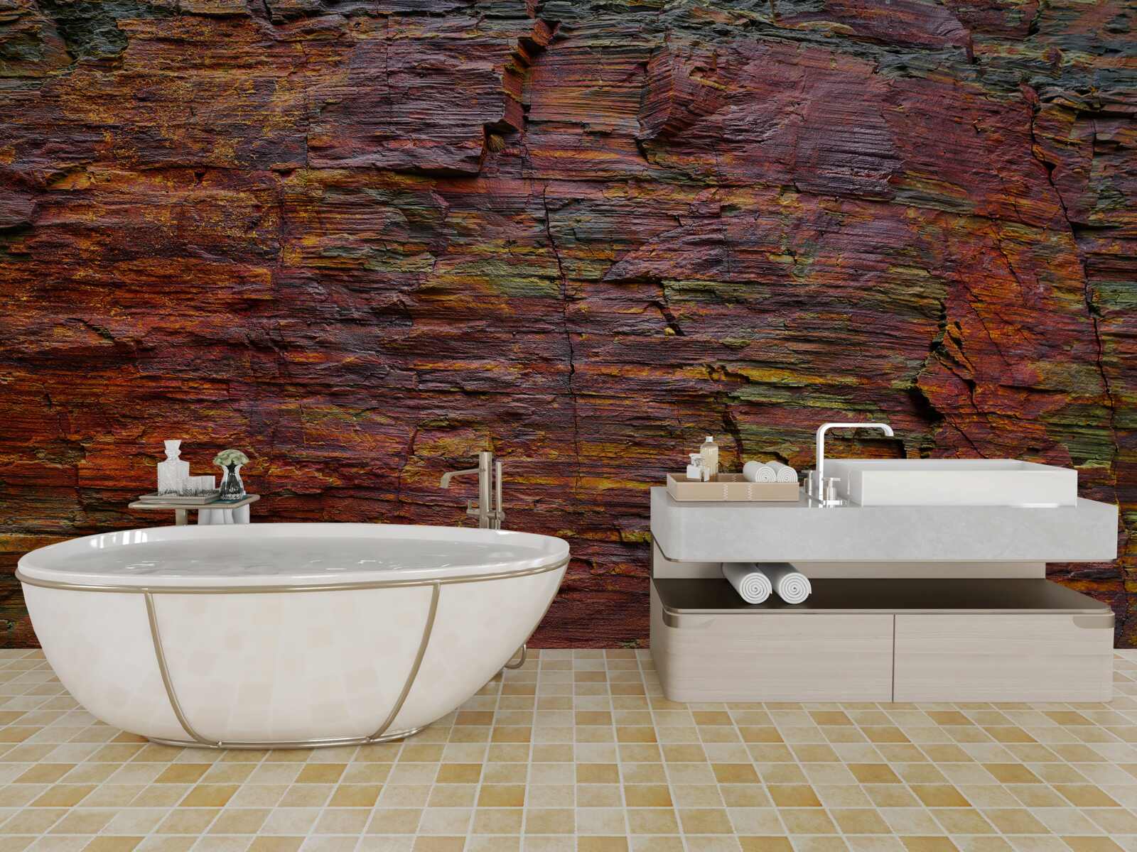 Fotobehang de achtergrond is verduisterde bergen