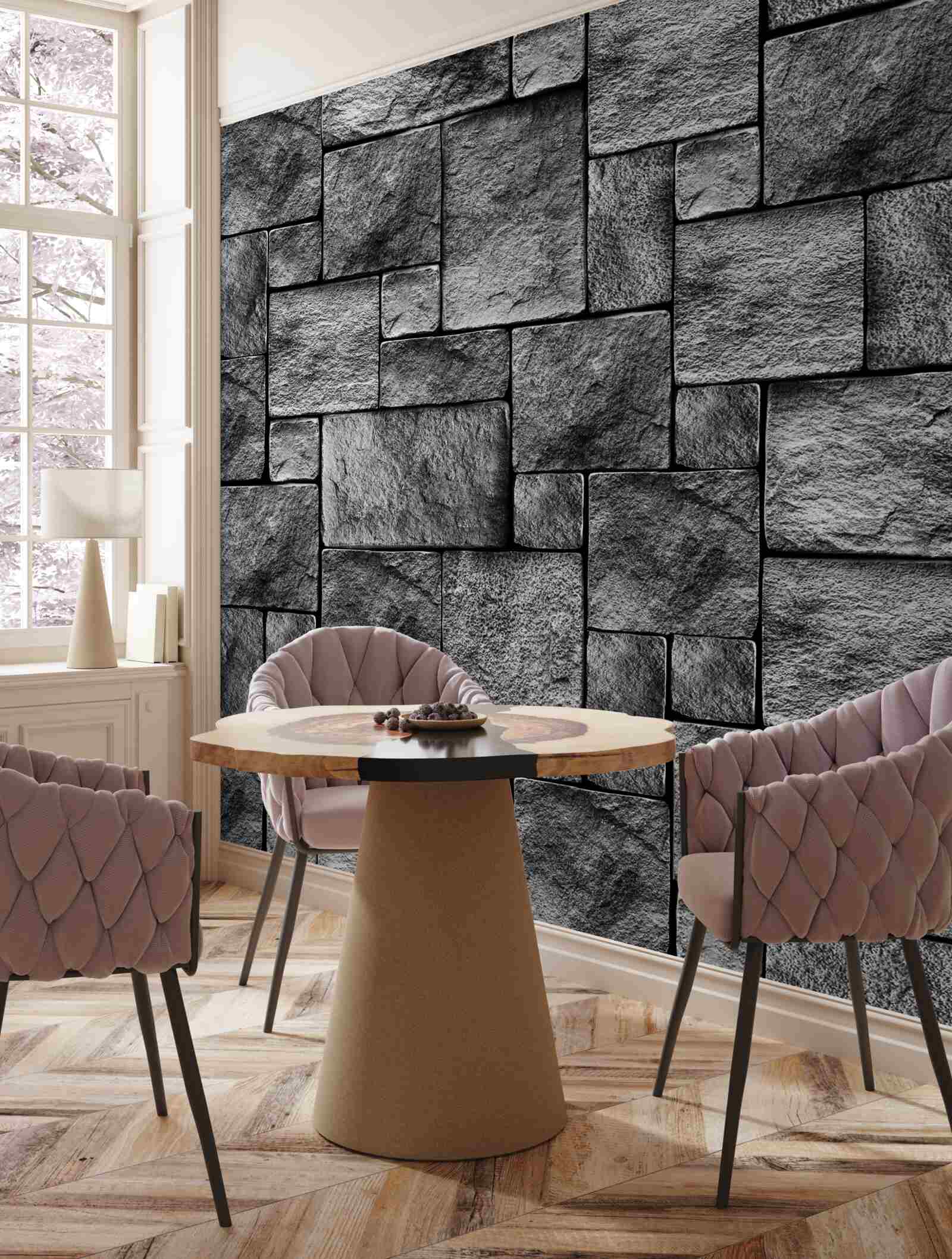 Fotobehang grijze steen als onderdeel van een muur