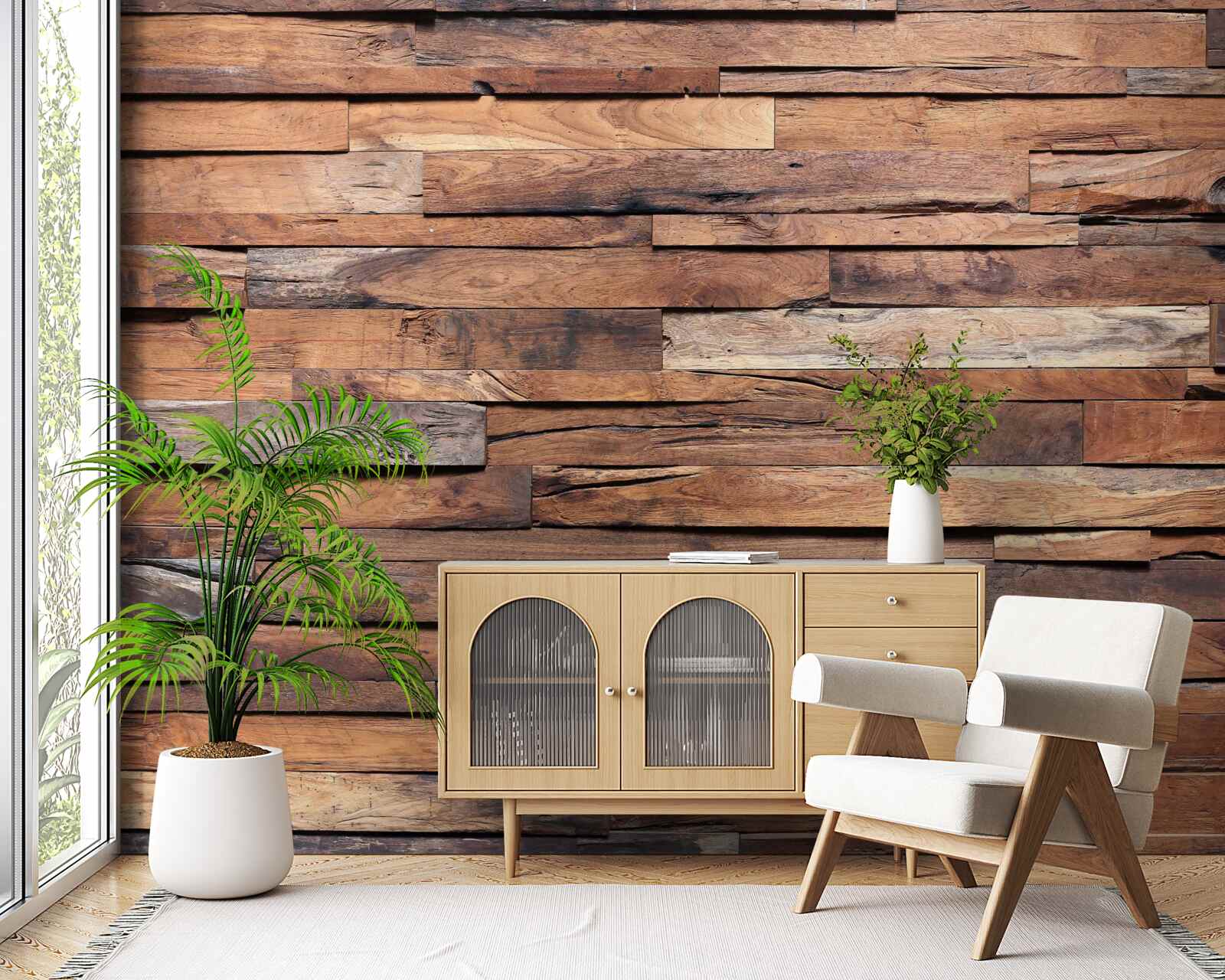 Fotobehang houten plank in een oudbruine tint