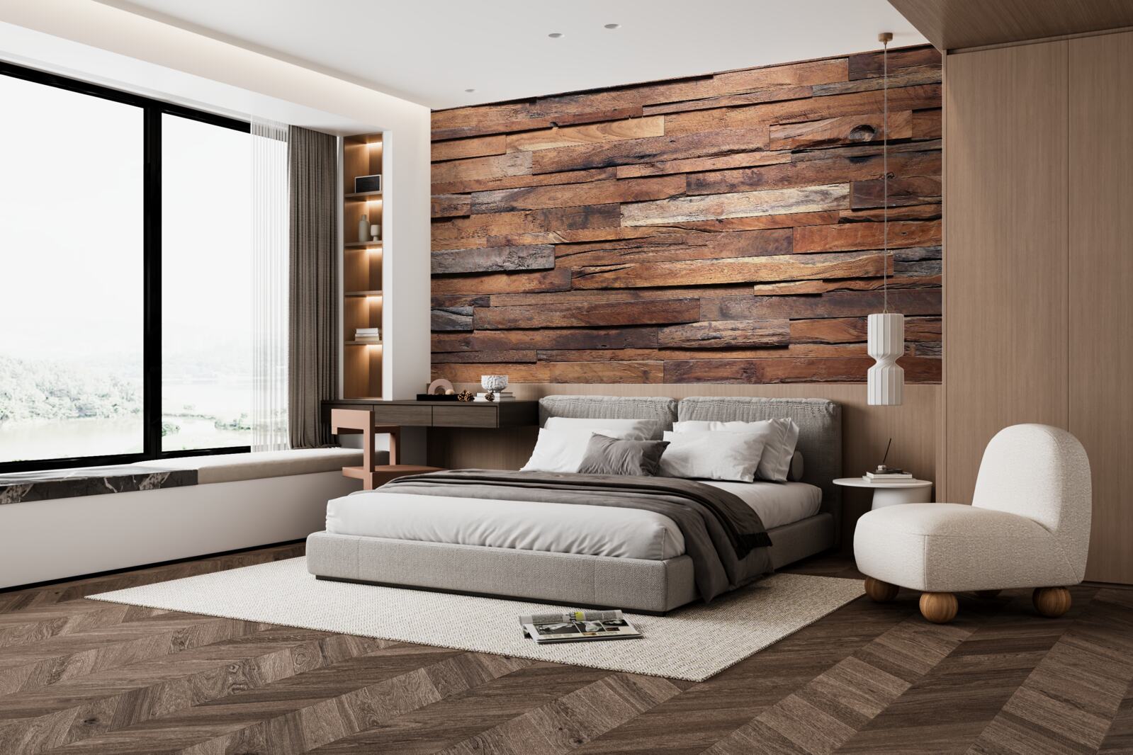 Fotobehang houten plank in een oudbruine tint