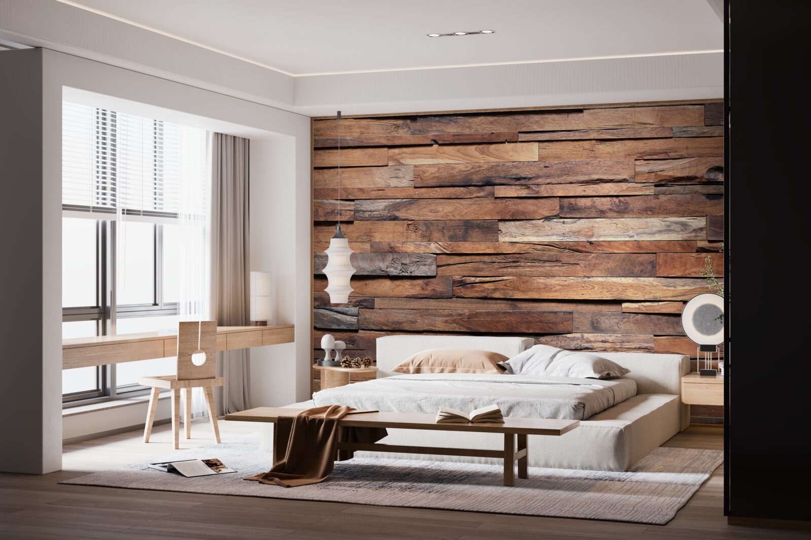 Fotobehang houten plank in een oudbruine tint