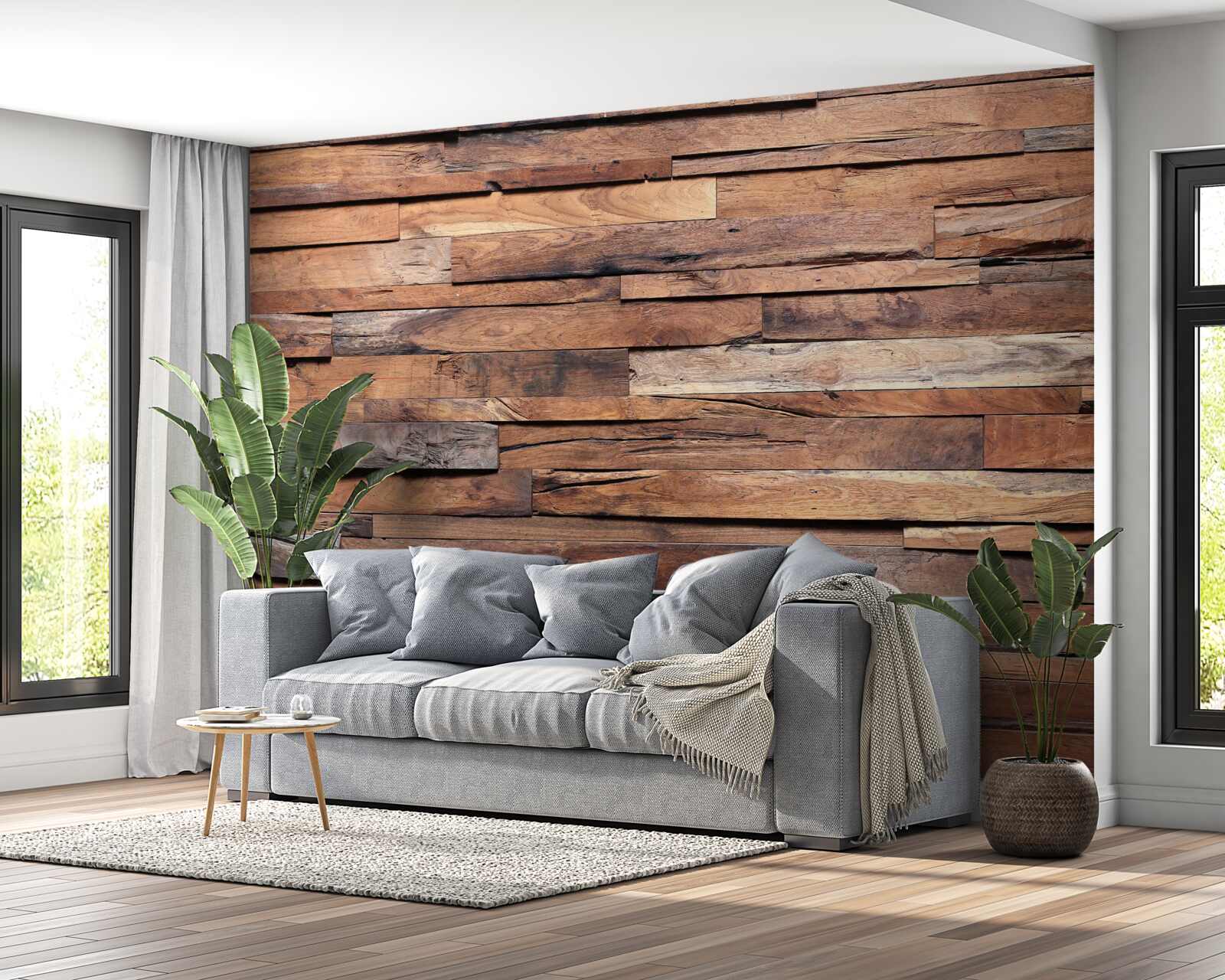 Fotobehang houten plank in een oudbruine tint