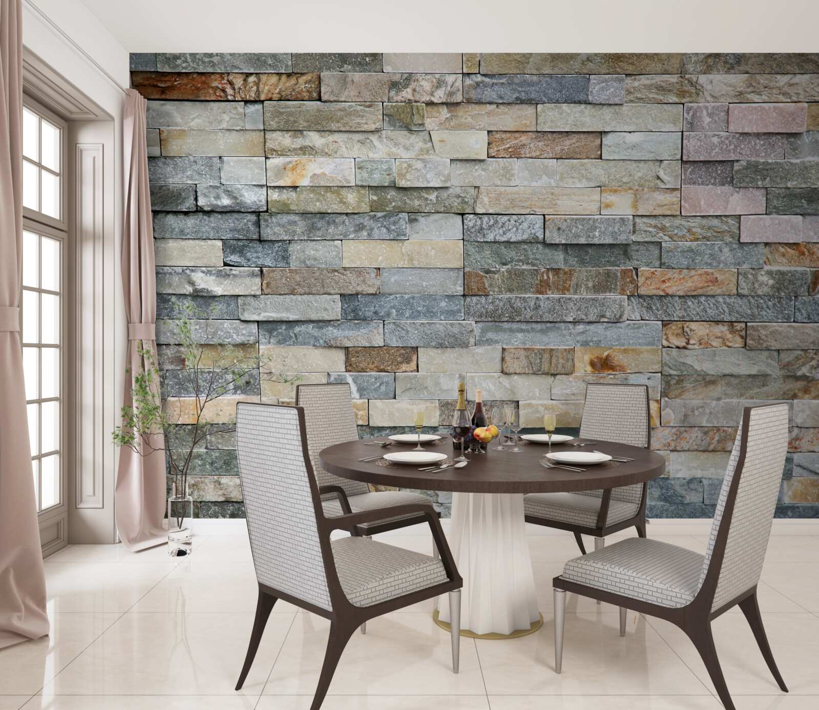 Fotobehang ganzenhuid van veelkleurig gestreepte blokken