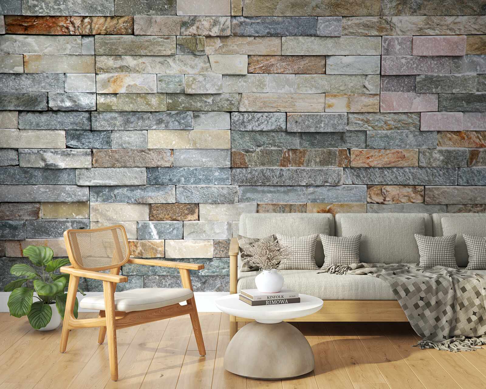 Fotobehang ganzenhuid van veelkleurig gestreepte blokken