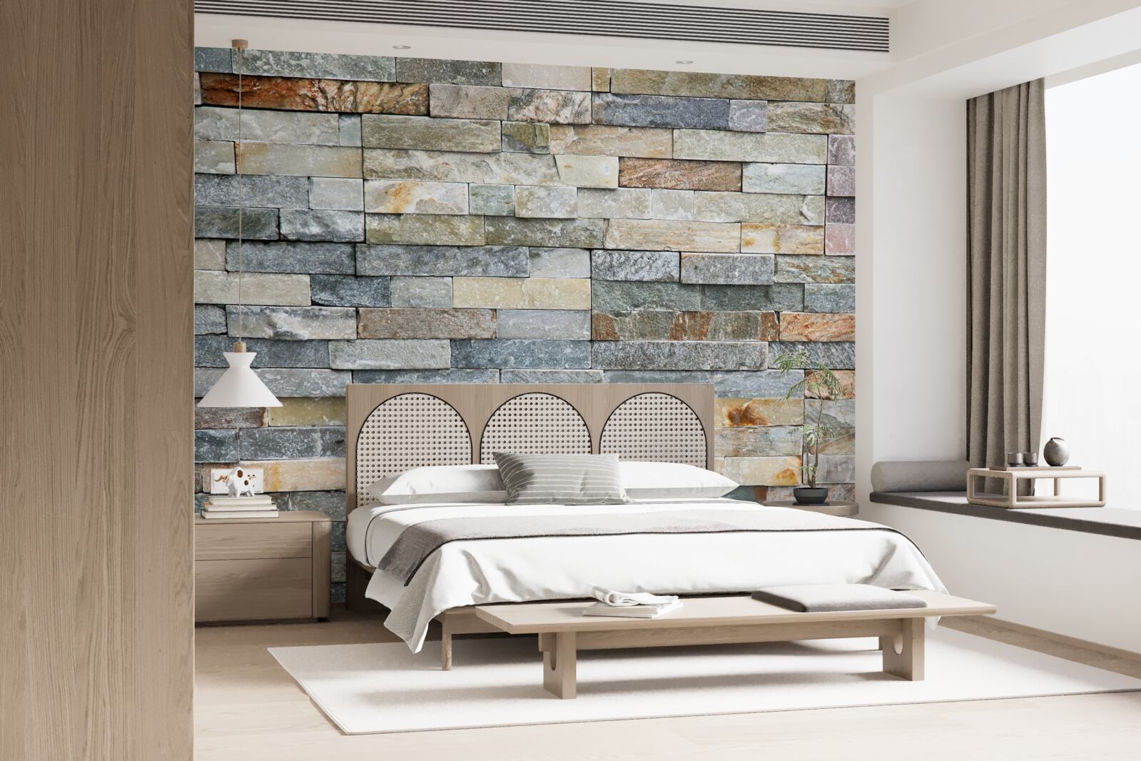 Fotobehang ganzenhuid van veelkleurig gestreepte blokken