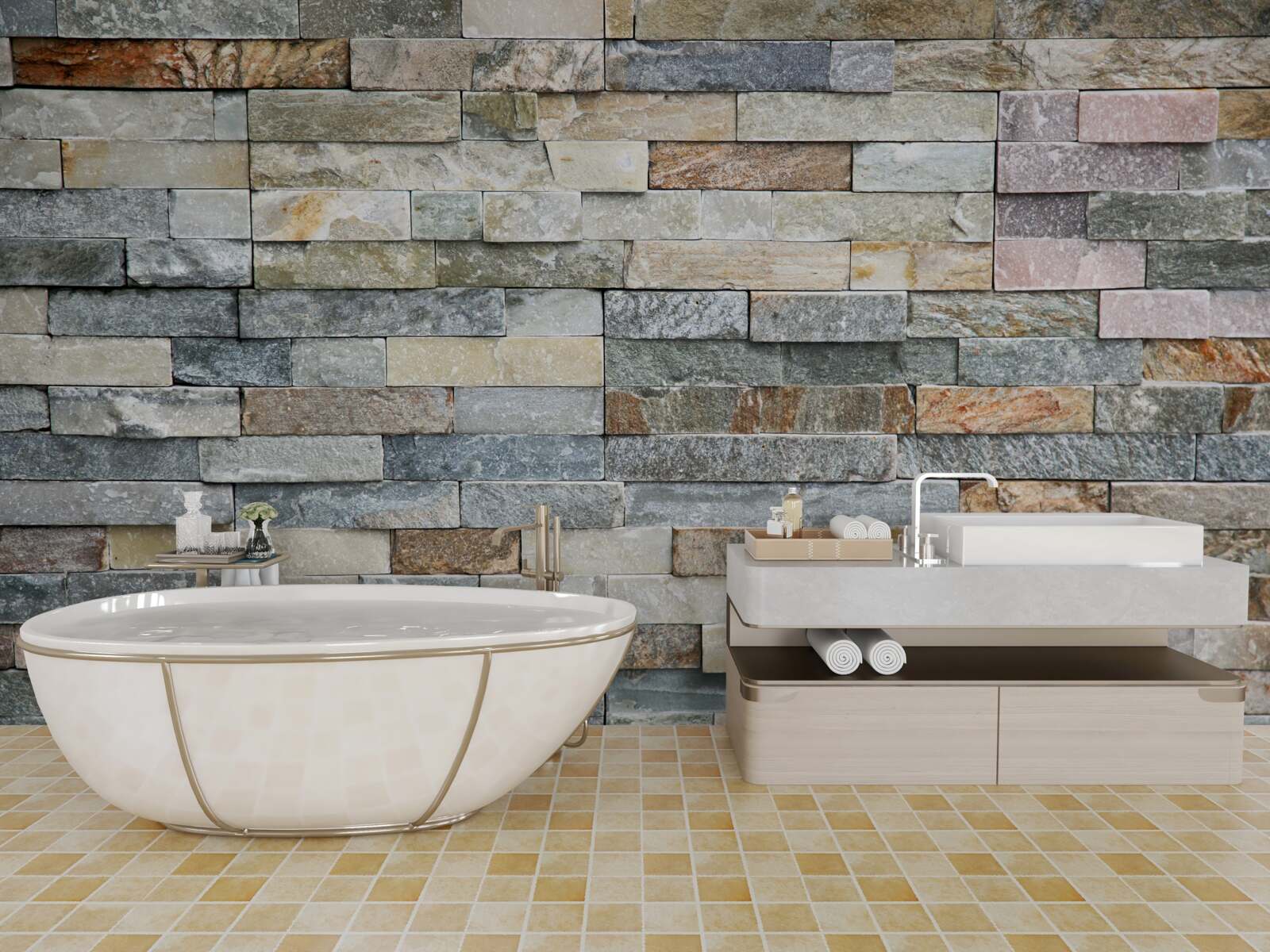 Fotobehang ganzenhuid van veelkleurig gestreepte blokken