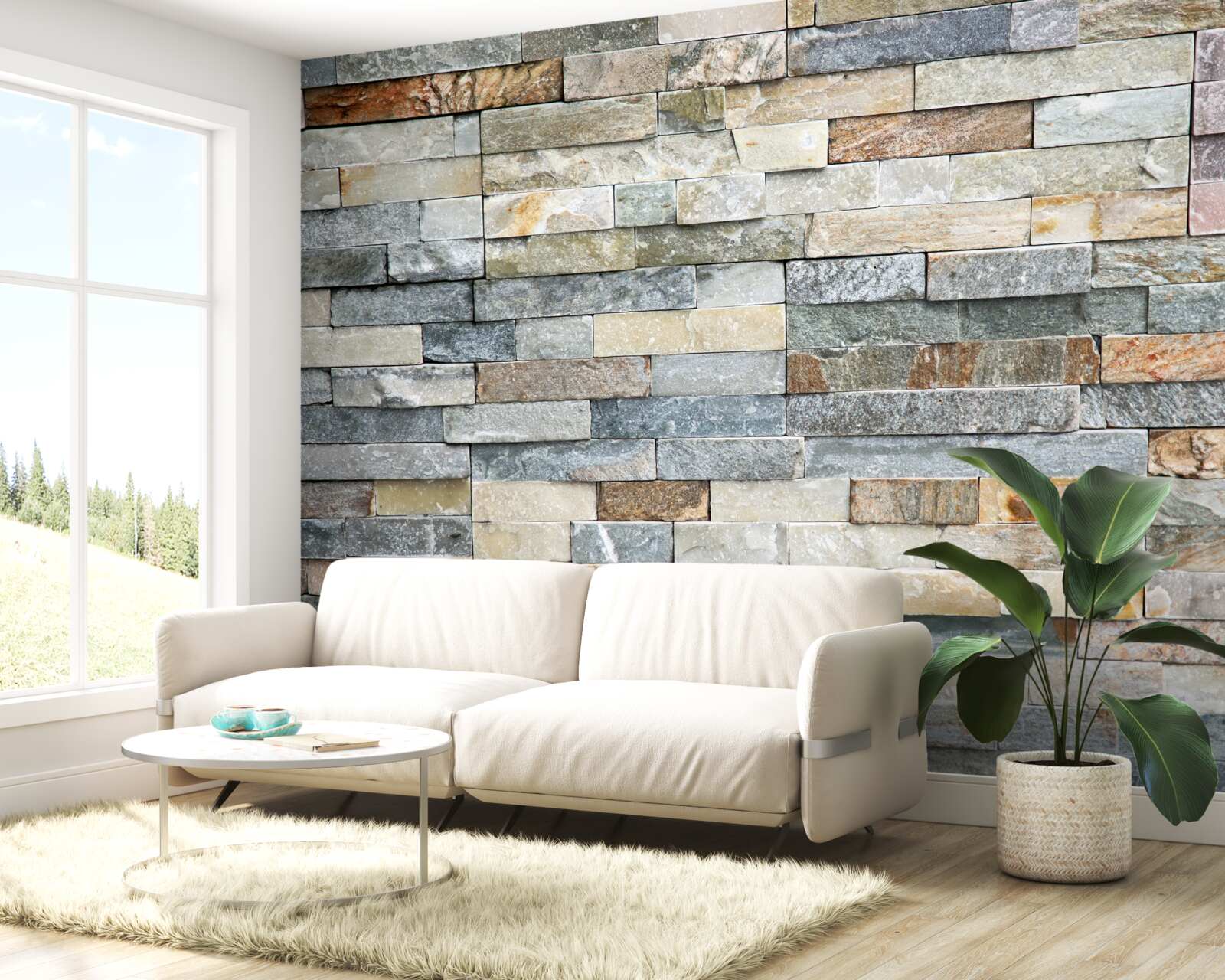 Fotobehang ganzenhuid van veelkleurig gestreepte blokken