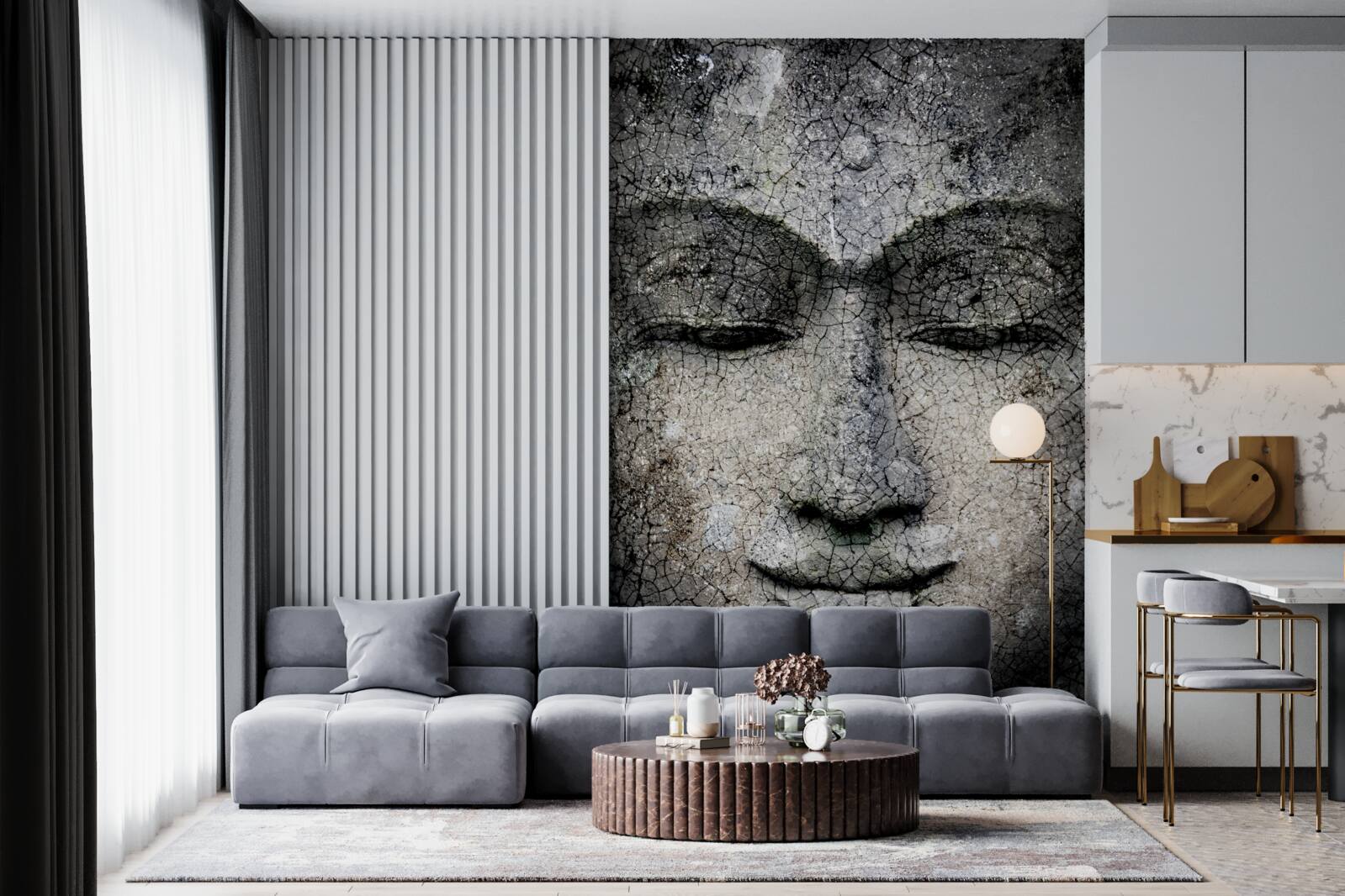 Fotobehang naar een meisje kijken is als een stenen gezicht