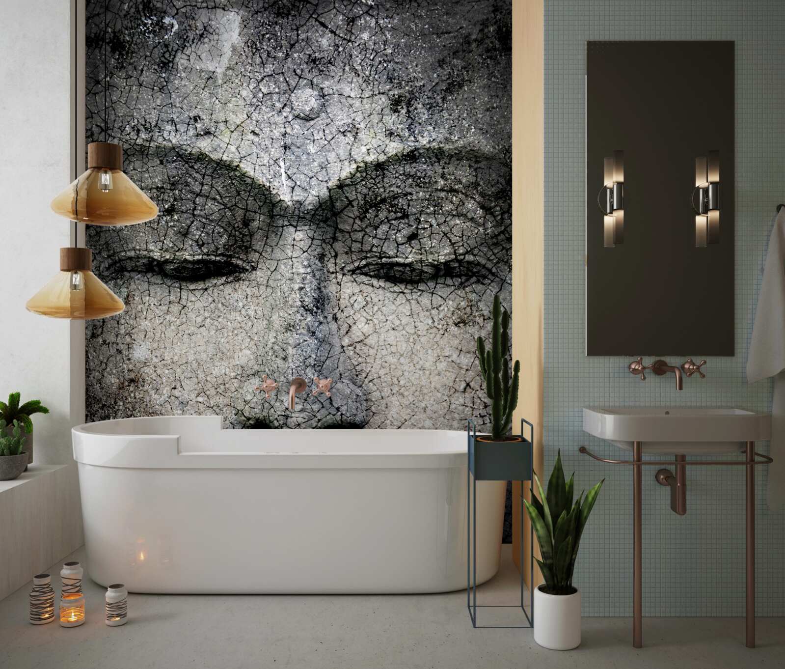 Fotobehang naar een meisje kijken is als een stenen gezicht