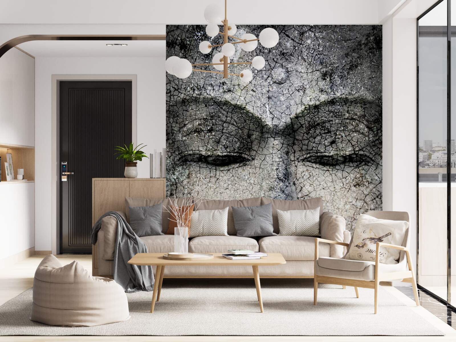 Fotobehang naar een meisje kijken is als een stenen gezicht