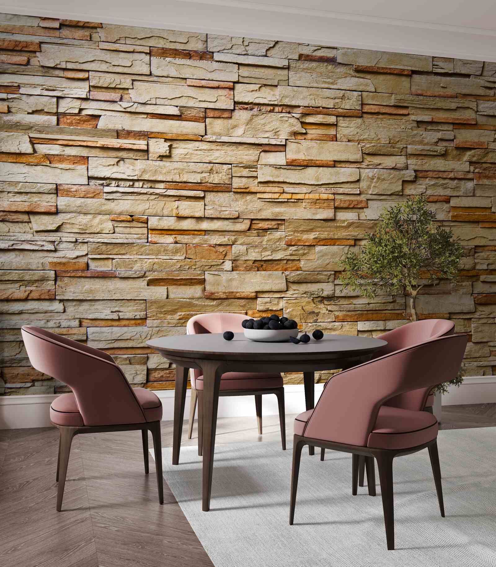 Fotobehang bruine stenen muur