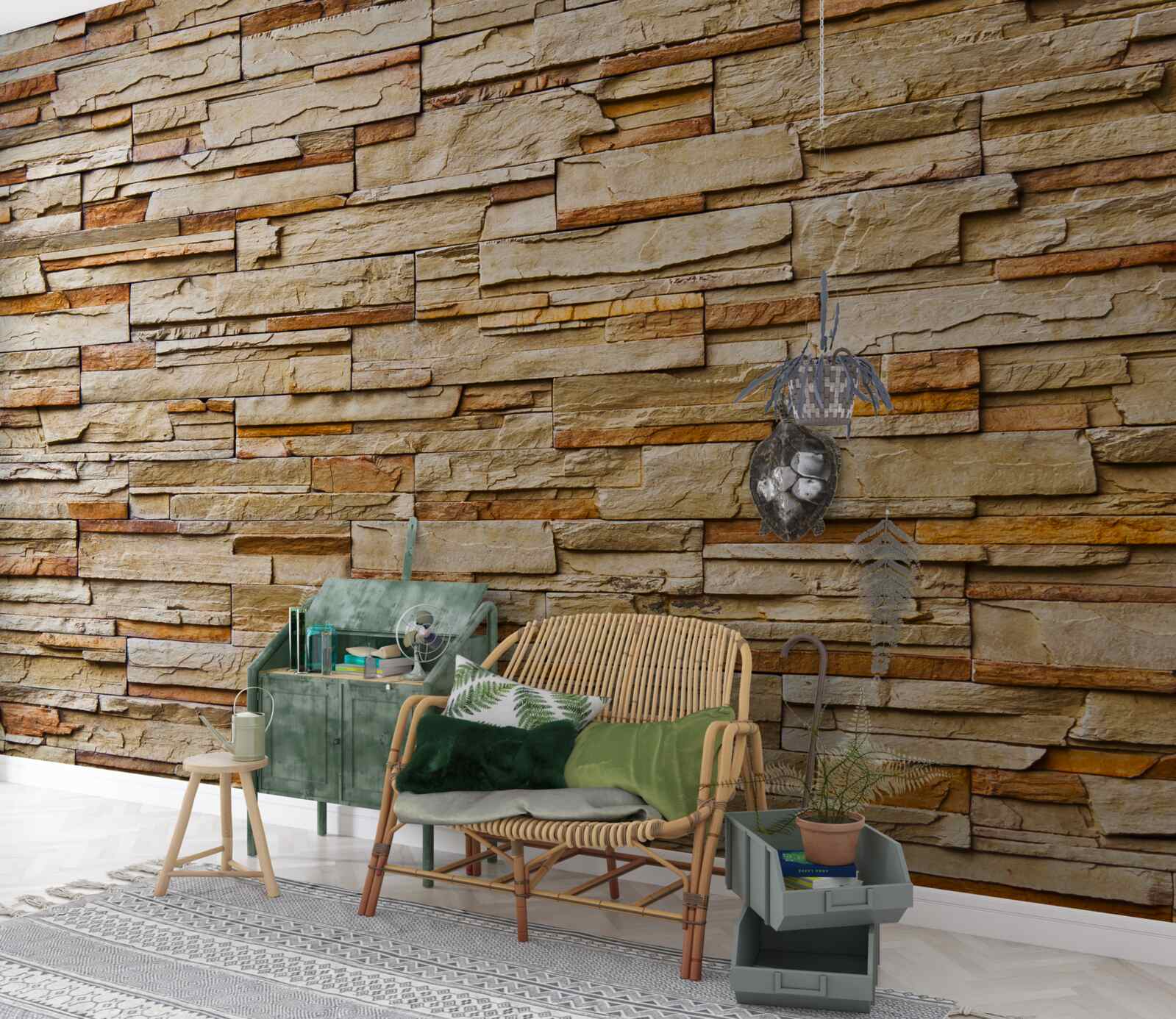 Fotobehang bruine stenen muur