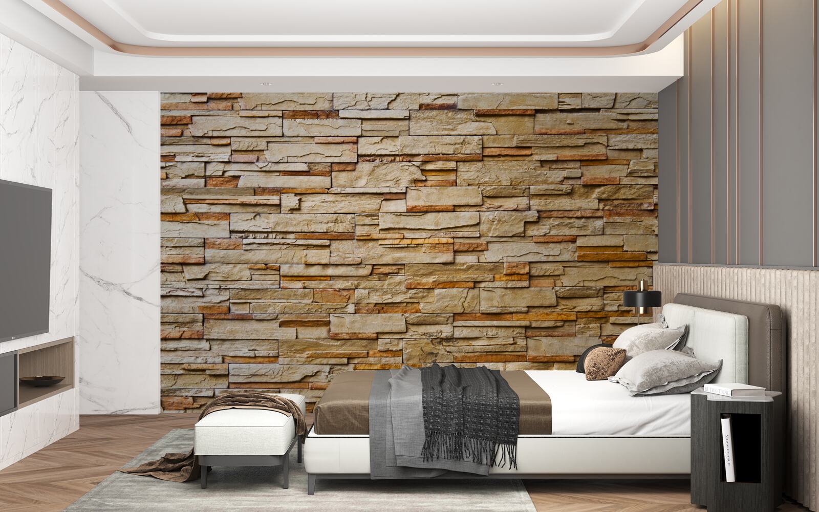 Fotobehang bruine stenen muur