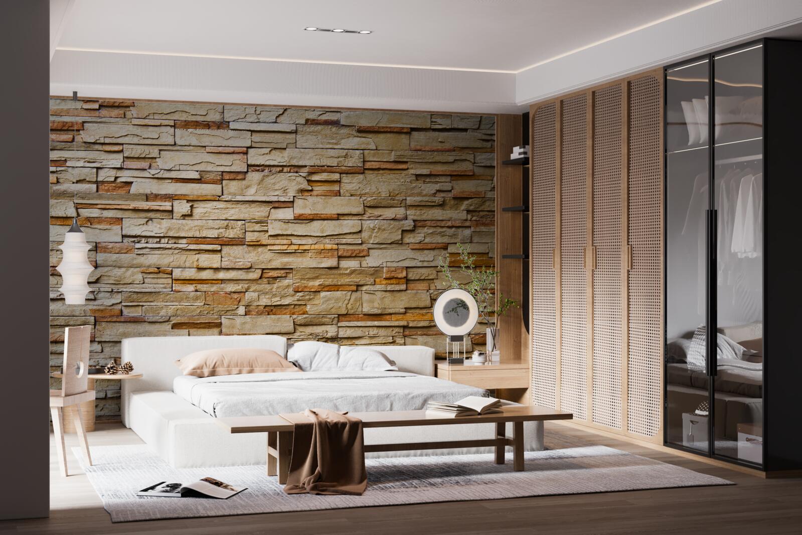 Fotobehang bruine stenen muur