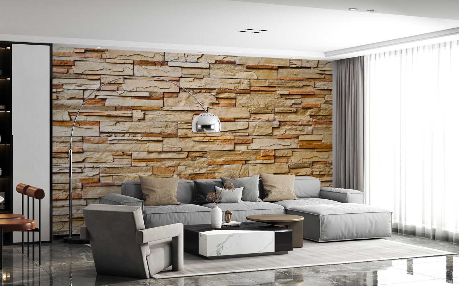 Fotobehang bruine stenen muur