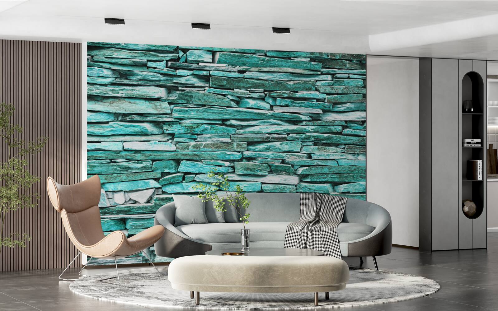 Fotobehang barrière van turkoois steen