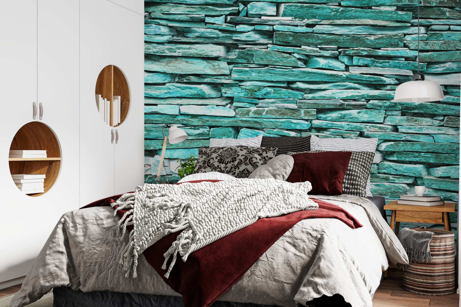 Fotobehang barrière van turkoois steen