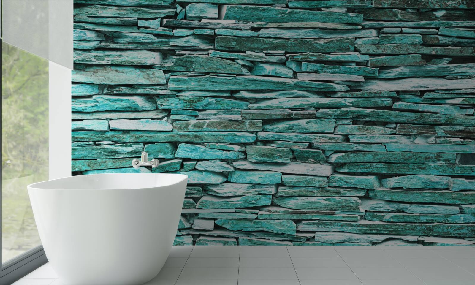 Fotobehang barrière van turkoois steen