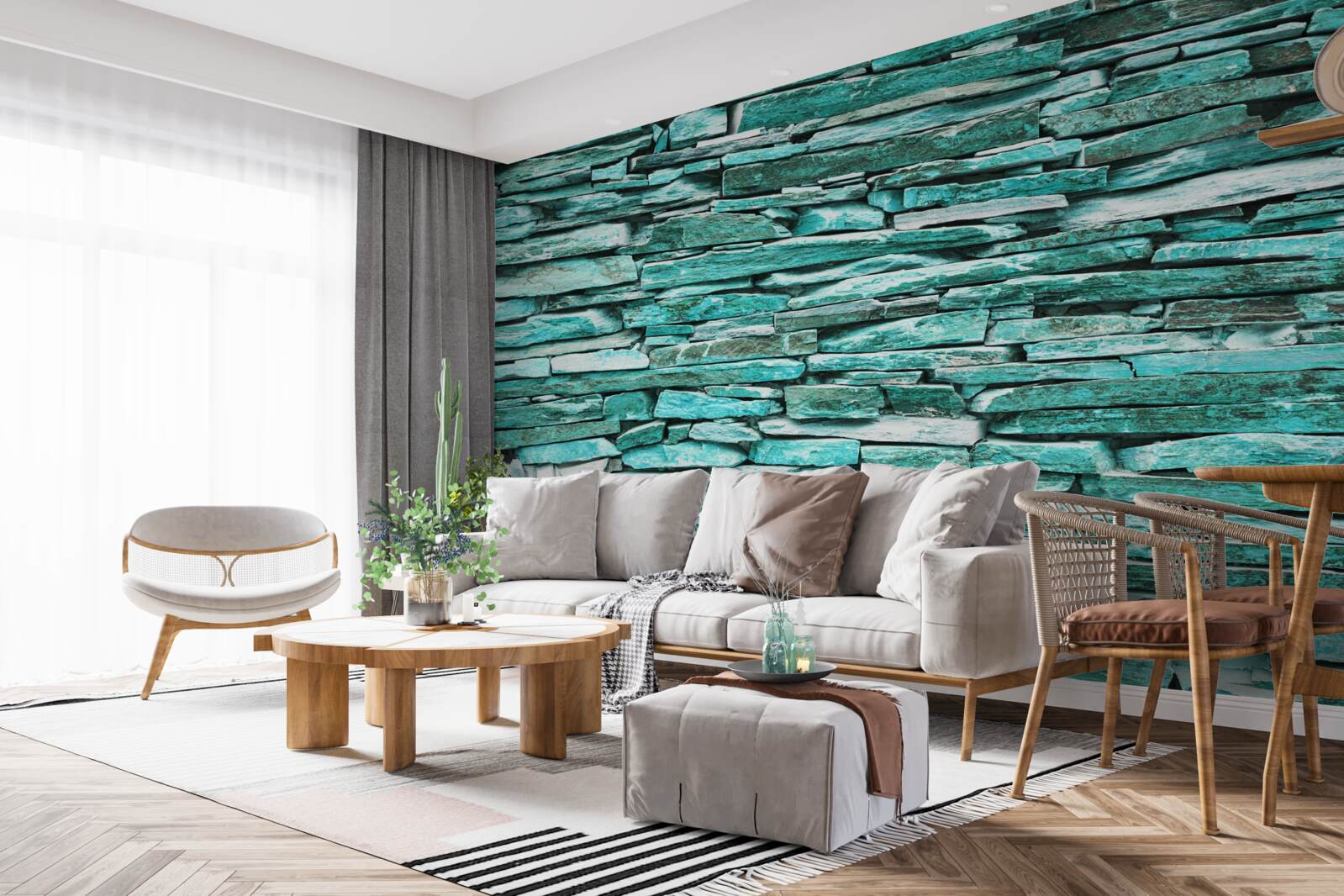 Fotobehang barrière van turkoois steen