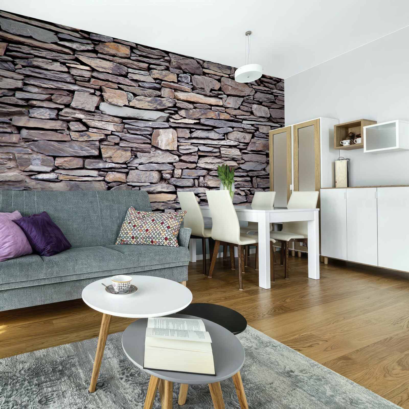 Fotobehang grijze stenen muur