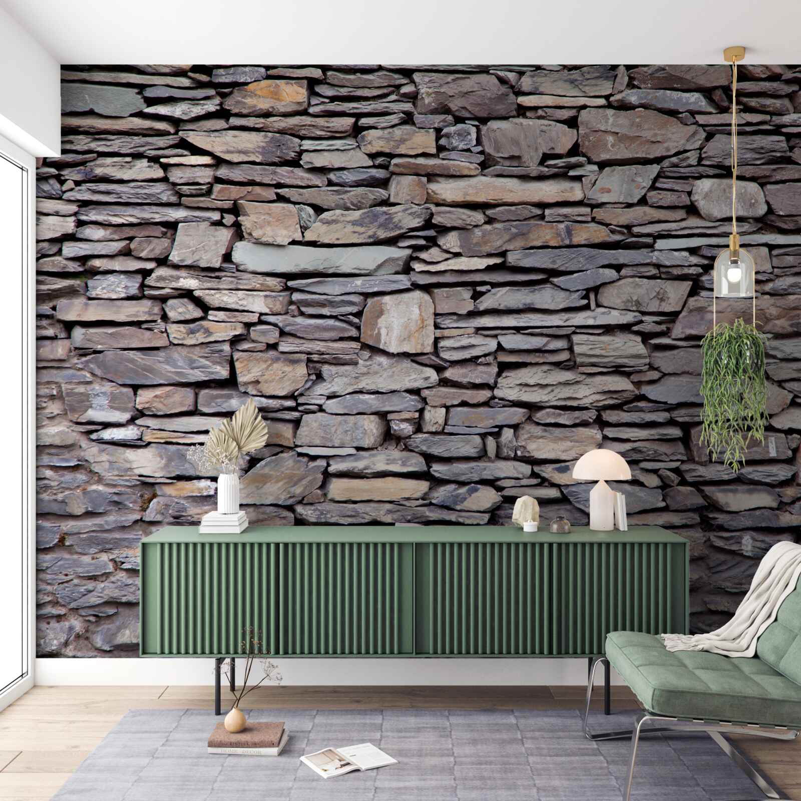 Fotobehang grijze stenen muur