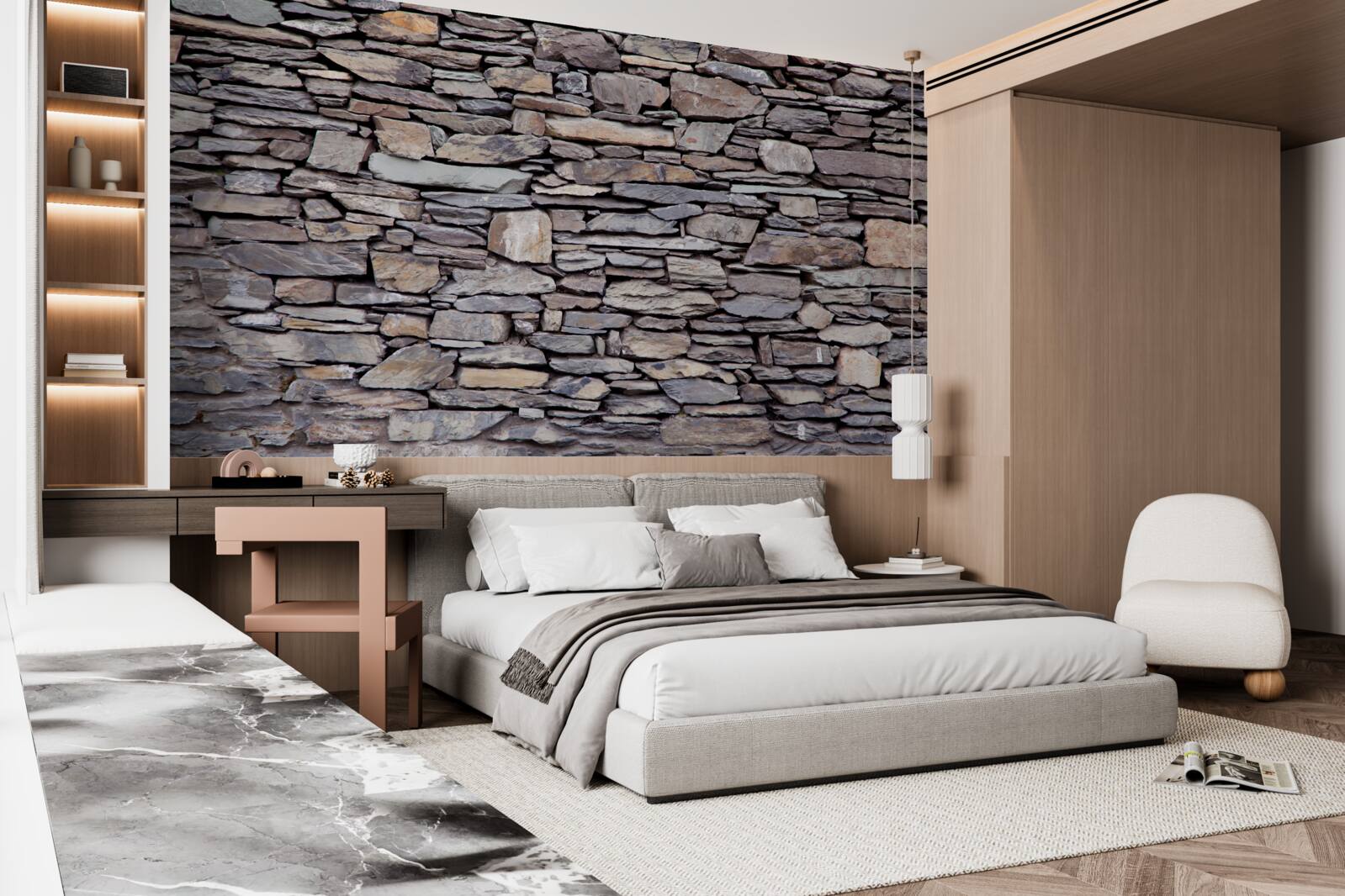 Fotobehang grijze stenen muur