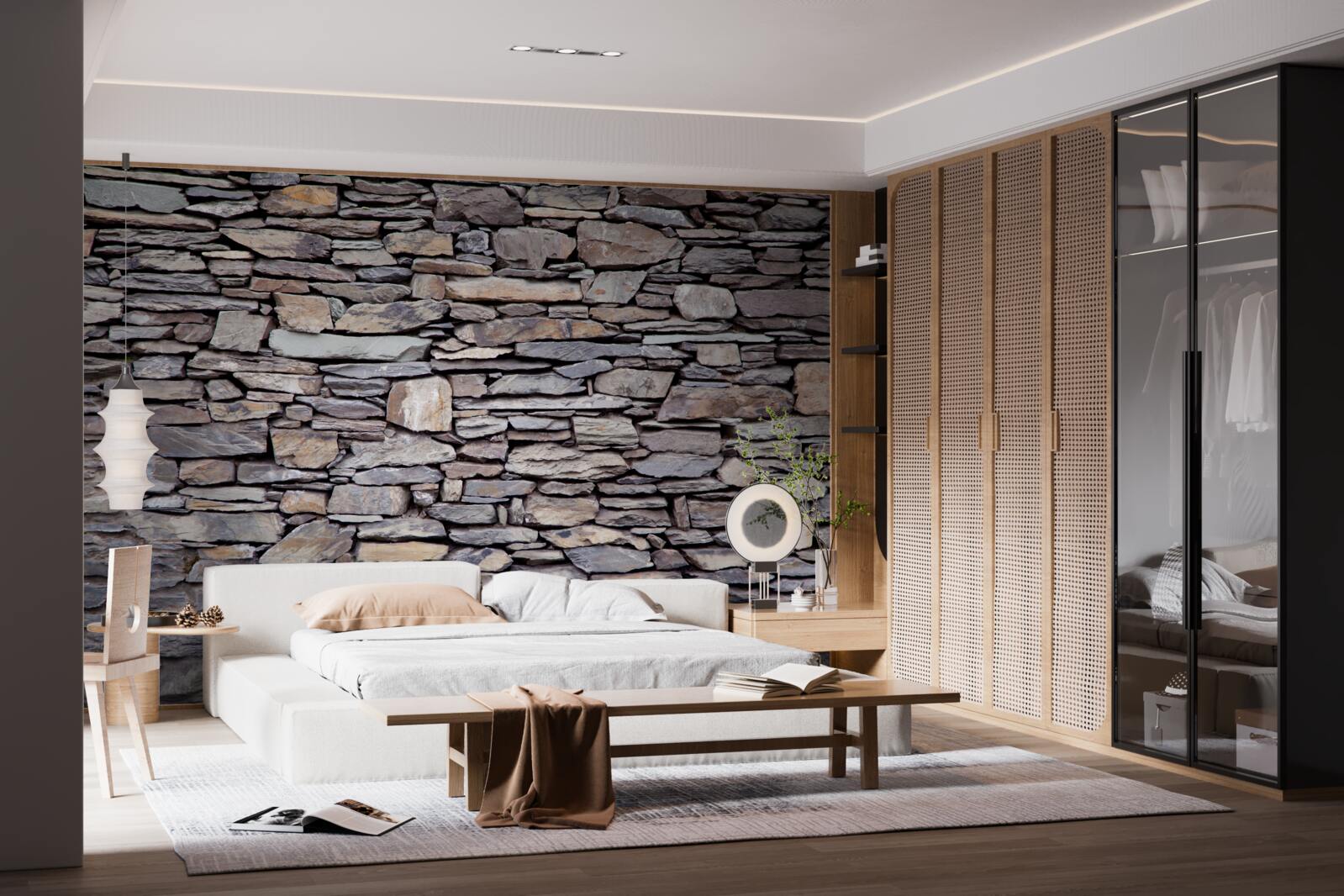 Fotobehang grijze stenen muur