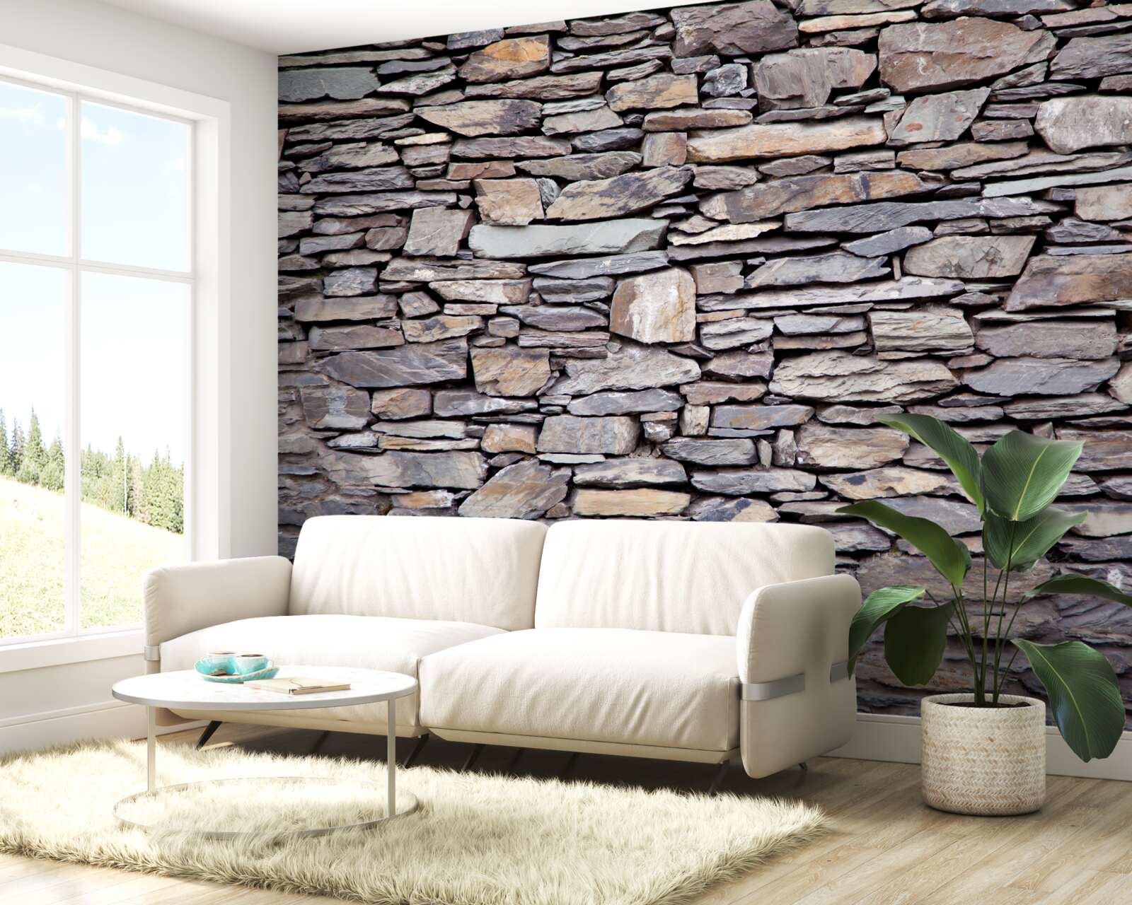 Fotobehang grijze stenen muur