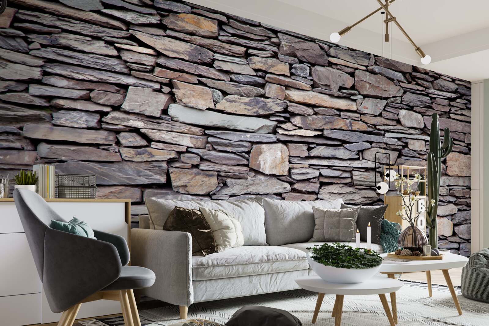 Fotobehang grijze stenen muur