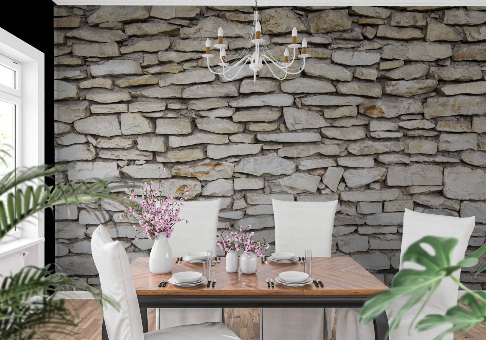 Fotobehang Muur van oude structuursteen