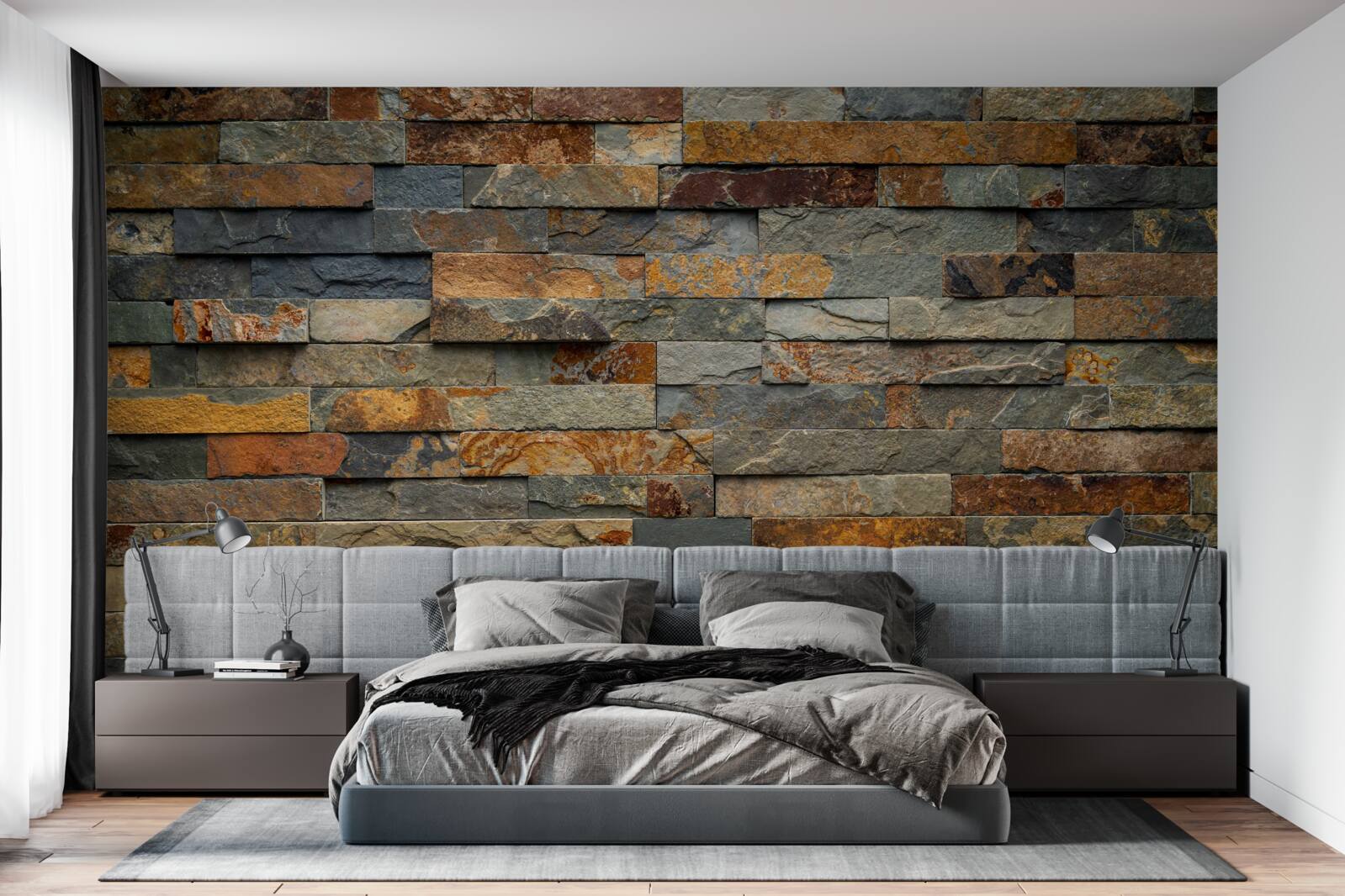 Fotobehang meervoudig rode stenen muur