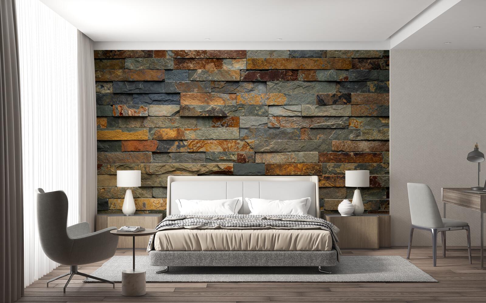 Fotobehang meervoudig rode stenen muur