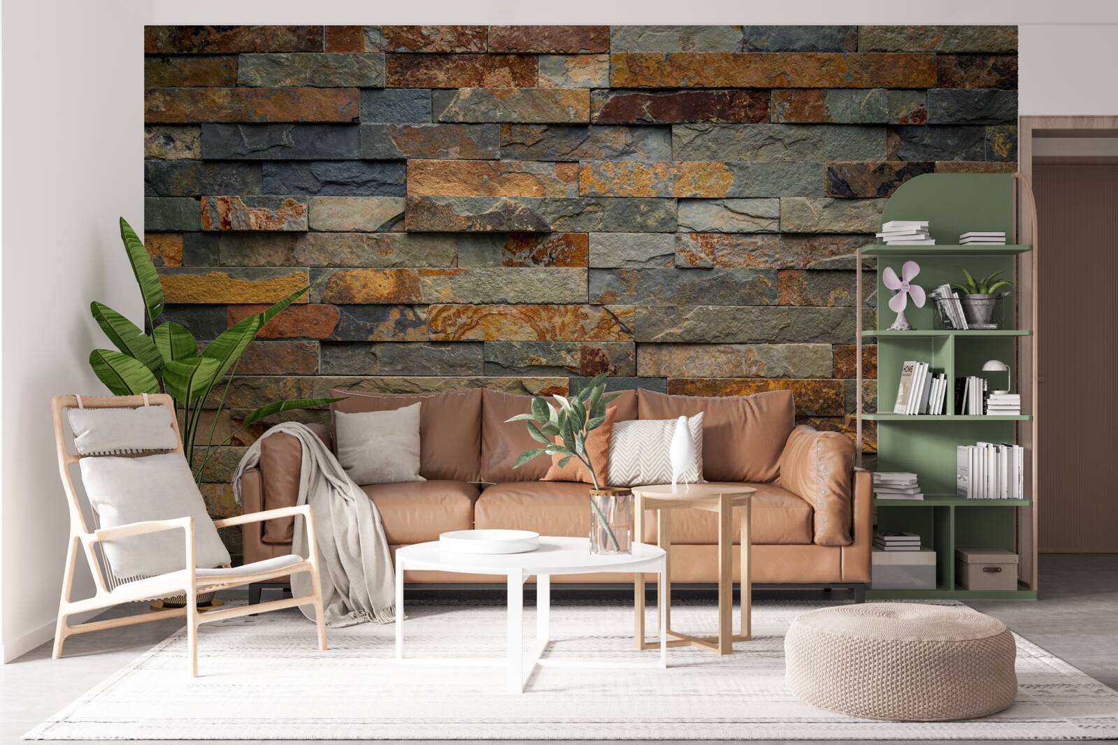 Fotobehang meervoudig rode stenen muur