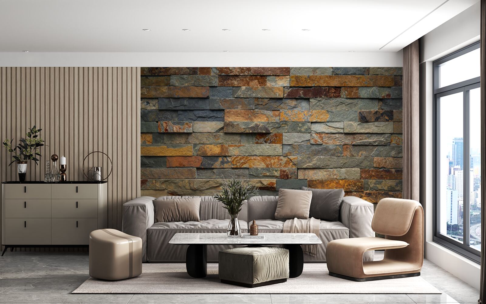 Fotobehang meervoudig rode stenen muur